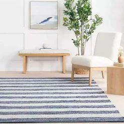 Best Kirklands Home Blue & White Striped Indoor/Outdoor Rug, 6x9
