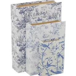 Outlet Kirklands Home Blue & White Toile Canvas Book Boxes, Set of 3