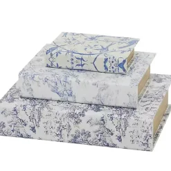 Outlet Kirklands Home Blue & White Toile Canvas Book Boxes, Set of 3