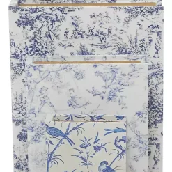 Outlet Kirklands Home Blue & White Toile Canvas Book Boxes, Set of 3