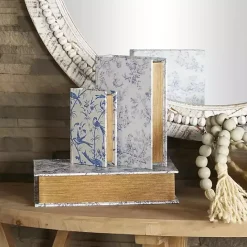 Outlet Kirklands Home Blue & White Toile Canvas Book Boxes, Set of 3