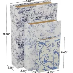 Outlet Kirklands Home Blue & White Toile Canvas Book Boxes, Set of 3