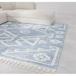 Clearance Kirklands Home & White Tribal Medallion Shag Area Rug, 8x10 Blue