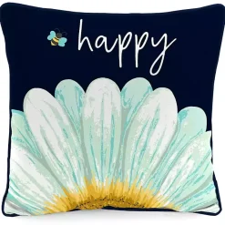 Outlet Kirklands Home Blue & Yellow Bee Happy Outdoor Pillow