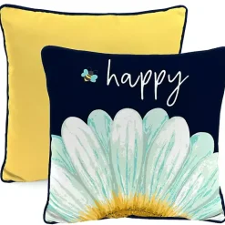 Outlet Kirklands Home Blue & Yellow Bee Happy Outdoor Pillow