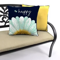 Outlet Kirklands Home Blue & Yellow Bee Happy Outdoor Pillow