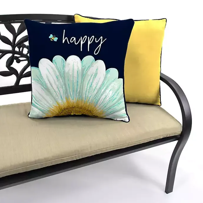 Outlet Kirklands Home Blue & Yellow Bee Happy Outdoor Pillow