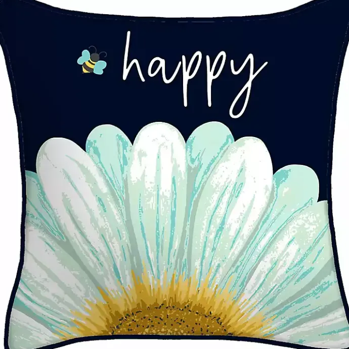 Outlet Kirklands Home Blue & Yellow Bee Happy Outdoor Pillow