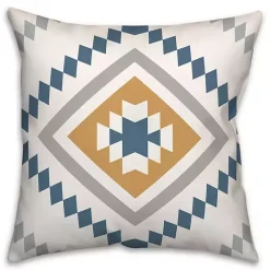 Discount Kirklands Home Blue & Yellow Southwest Indoor/Outdoor Pillow