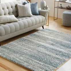Sale Kirklands Home Blue Abstract Soft Lines Area Rug, 5x8
