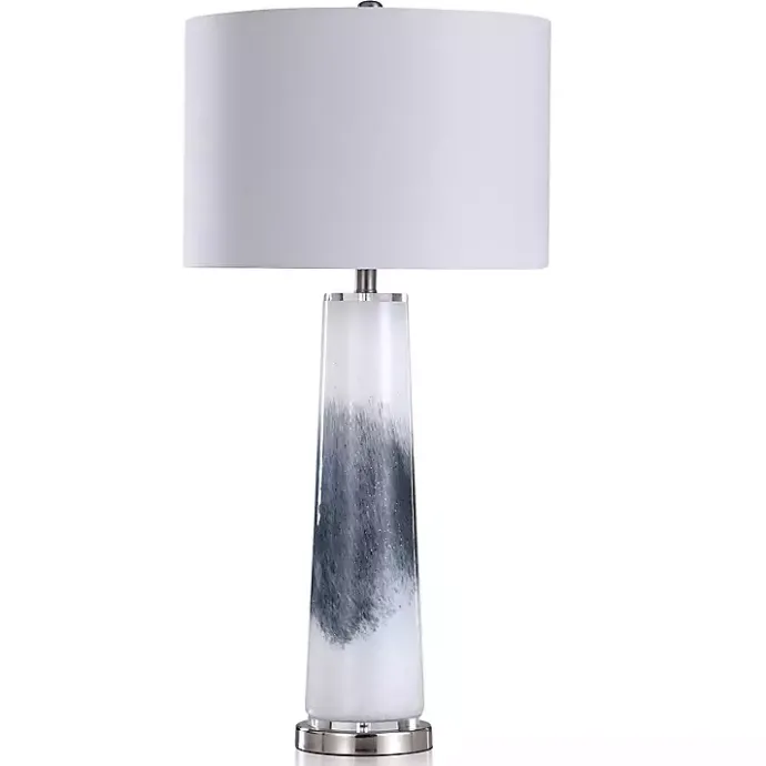 Sale Kirklands Home Blue Abstract Tapered Glass Table Lamp White