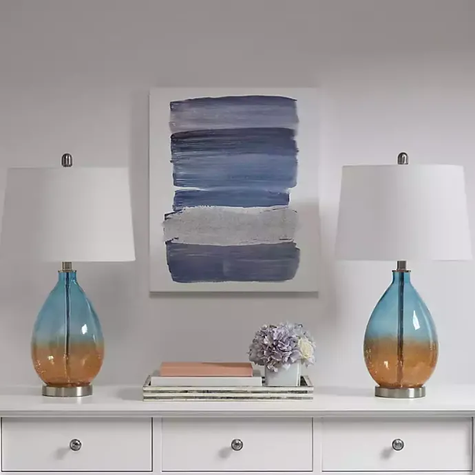 Clearance Kirklands Home Blue and Amber Glass Table Lamps, Set of 2 White