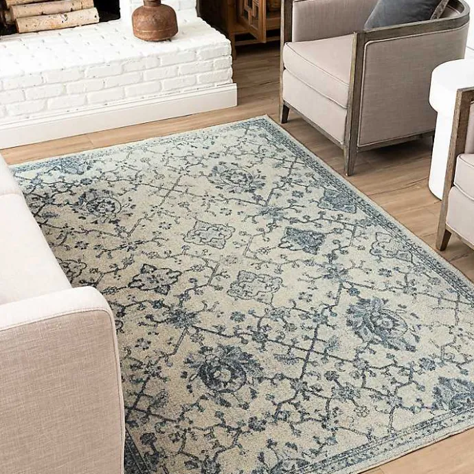 Best Kirklands Home Blue and Cream Granary Area Rug, 6x9