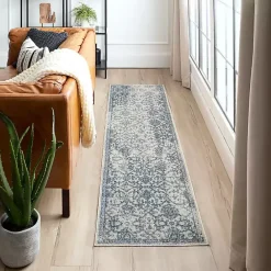 Best Kirklands Home Blue and Cream Granary Runner, 2x10