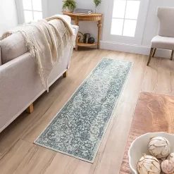 Best Kirklands Home Blue and Cream Granary Runner, 2x10