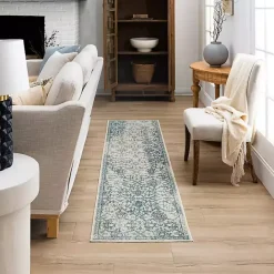 Best Kirklands Home Blue and Cream Granary Runner, 2x10