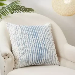 Outlet Kirklands Home and Cream Striped Diamond Pillow Cover Blue