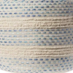 Sale Kirklands Home Blue and Cream Textured Stripe Pouf