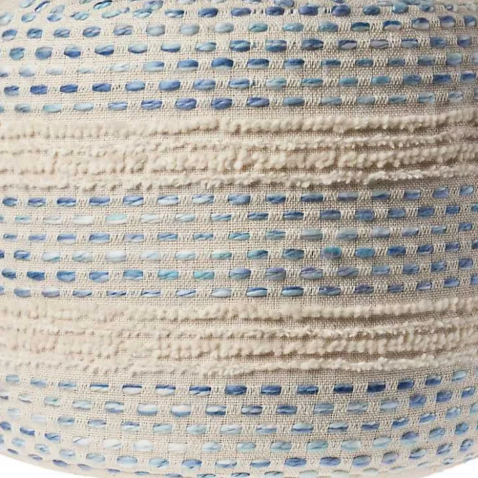 Sale Kirklands Home Blue and Cream Textured Stripe Pouf