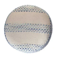 Sale Kirklands Home Blue and Cream Textured Stripe Pouf