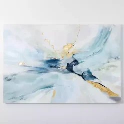 Best Kirklands Home Blue and Gold Abstract Canvas Art Print, 48x32 in.