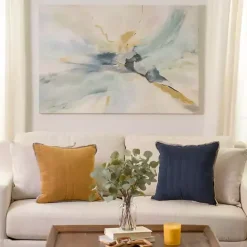 Best Kirklands Home Blue and Gold Abstract Canvas Art Print, 48x32 in.