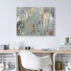 Kirklands Home Blue and Gold Ikat Framed Canvas Art Print