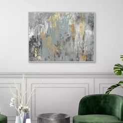 Kirklands Home Blue and Gold Ikat Framed Canvas Art Print