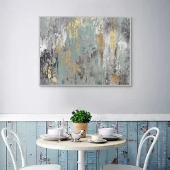 Kirklands Home Blue and Gold Ikat Framed Canvas Art Print