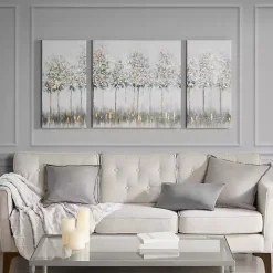 Best Kirklands Home Blue and Gold Trees Canvas Art Prints, Set of 3