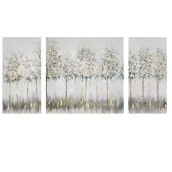 Best Kirklands Home Blue and Gold Trees Canvas Art Prints, Set of 3