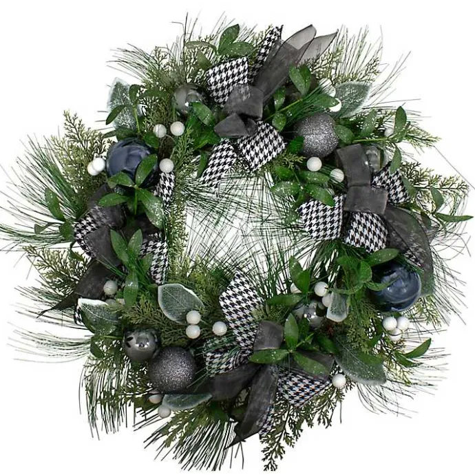 Clearance Kirklands Home Blue and Gray Bow Wreath