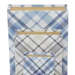 Kirklands Home Blue and Gray Plaid Book Boxes, Set of 3