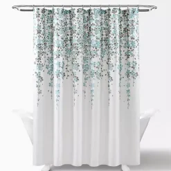 Clearance Kirklands Home and Gray Weeping Flower Shower Curtain Blue