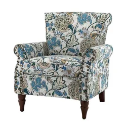 Online Kirklands Home Blue and Green Floral Upholstered Accent Chair