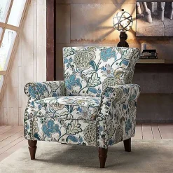 Online Kirklands Home Blue and Green Floral Upholstered Accent Chair