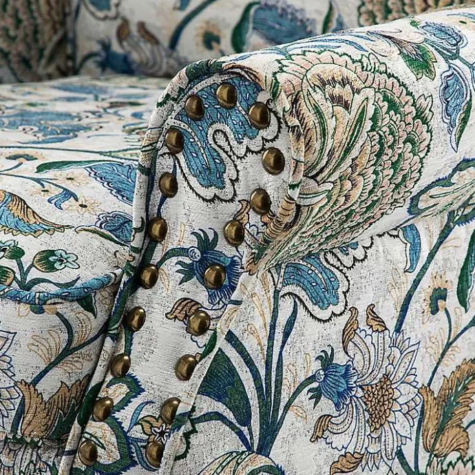 Online Kirklands Home Blue and Green Floral Upholstered Accent Chair