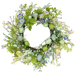 Online Kirklands Home Blue and Green Flowering Easter Eggs Wreath