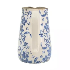 Outlet Kirklands Home Blue and Ivory Floral Ceramic Pitcher Vase