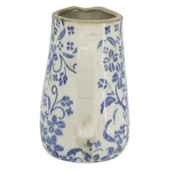 Outlet Kirklands Home Blue and Ivory Floral Ceramic Pitcher Vase