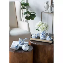 Outlet Kirklands Home Blue and Ivory Floral Ceramic Pitcher Vase