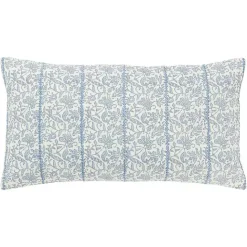 Sale Kirklands Home Blue and Ivory Floral Print Lumbar Pillow