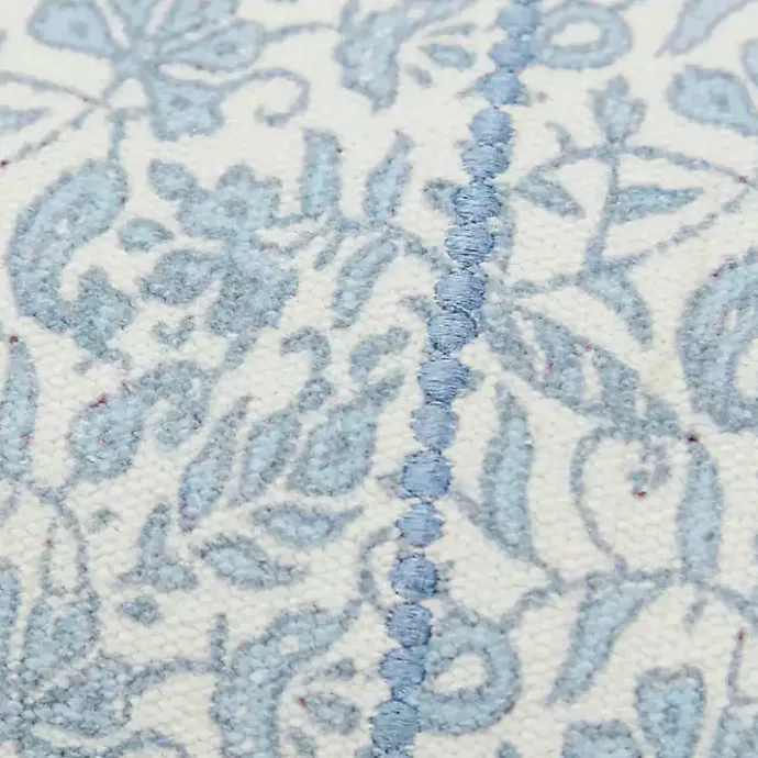 Sale Kirklands Home Blue and Ivory Floral Print Lumbar Pillow