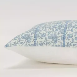 Sale Kirklands Home Blue and Ivory Floral Print Lumbar Pillow