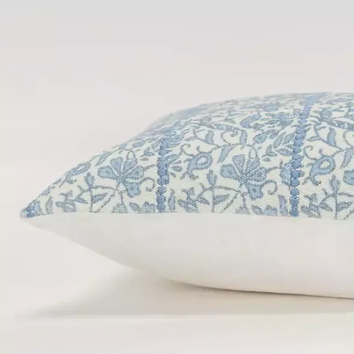 Sale Kirklands Home Blue and Ivory Floral Print Lumbar Pillow