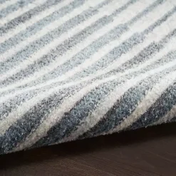 Best Kirklands Home Blue and Ivory Half Moon Washable Area Rug, 5x7