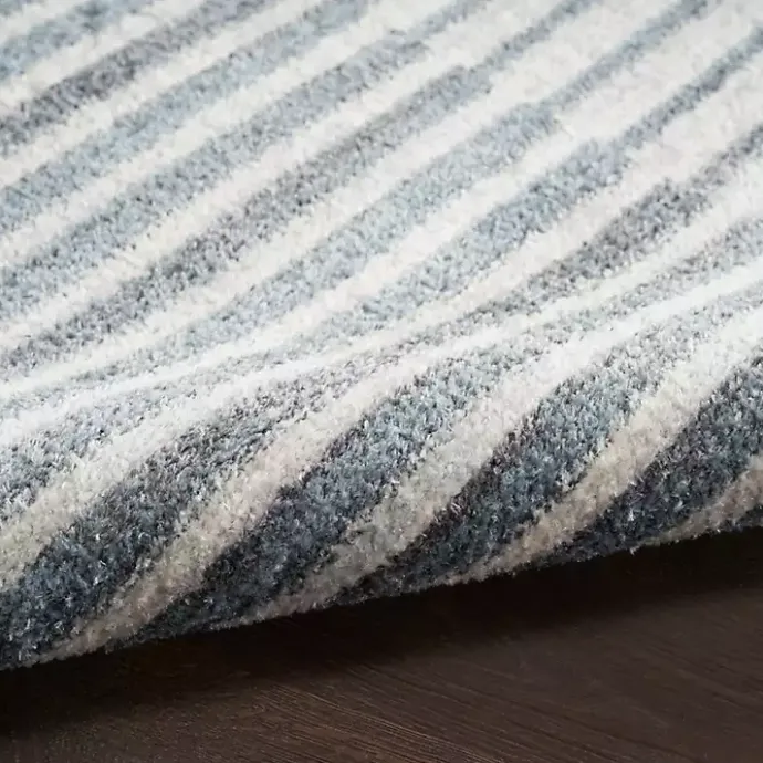 Best Kirklands Home Blue and Ivory Half Moon Washable Area Rug, 5x7