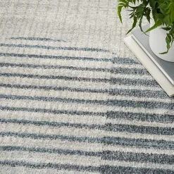 Best Kirklands Home Blue and Ivory Half Moon Washable Area Rug, 5x7