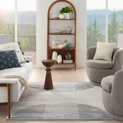 Best Kirklands Home Blue and Ivory Half Moon Washable Area Rug, 5x7