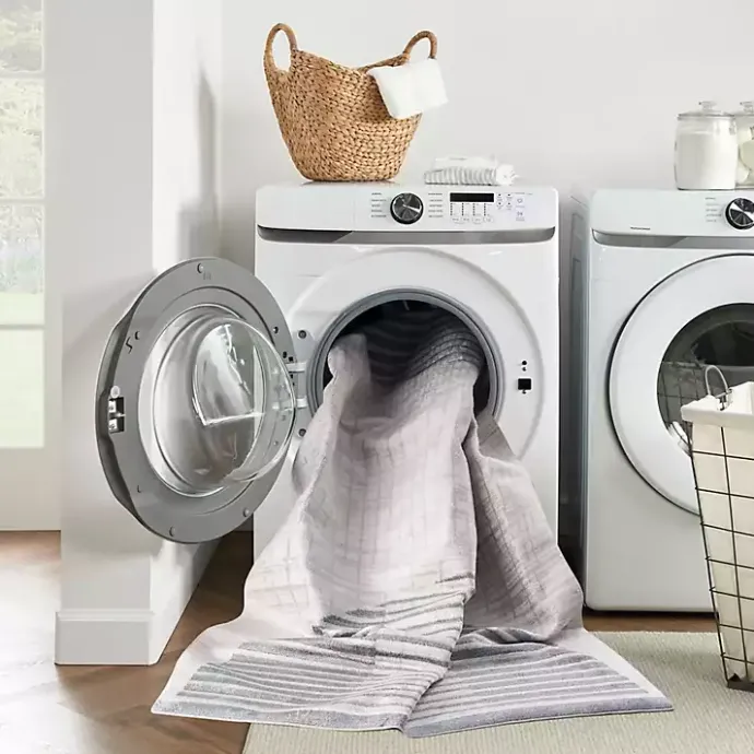 Best Kirklands Home Blue and Ivory Half Moon Washable Area Rug, 5x7